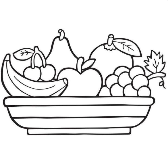 صور تلوين طبق الفاكهة للاطفال بشكل جميل