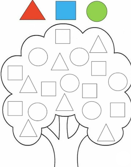 صور تلوين الاشكال الهندسية للاطفال 