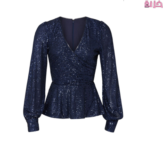 تصميمات بلوزات سوارية  باللون الكحلي