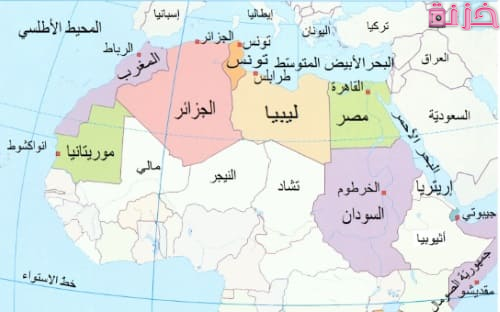 الخريطة وأهم عواصم الدول