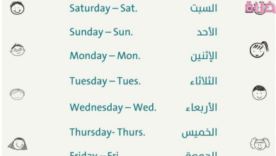 أسماء أيام الاسبوع بالانجليزي والعربي للاطفال مكتوبة وطرق حفظها